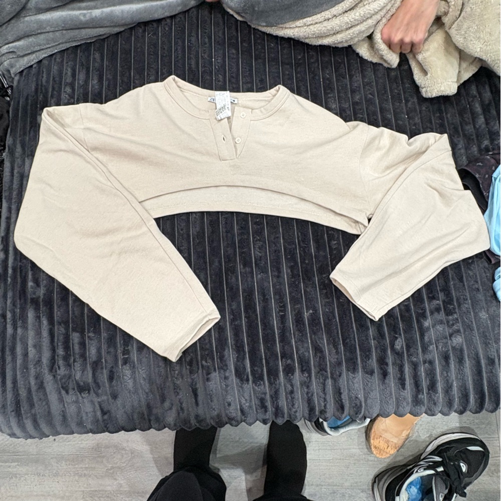 Zara womens Beige Long Sleeve Top